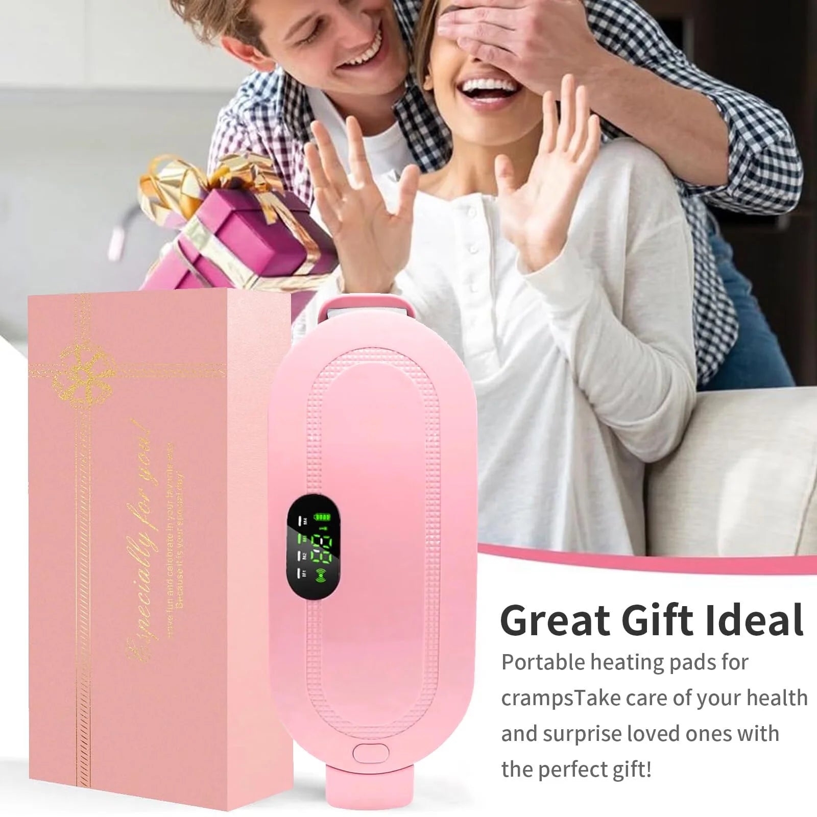 DISEN Portable Heating Pad for Period Cramps,1800Mah Cordless Period Heating Pad,3 Massage Modes Menstrual Heating Pad,Electric Rapid Fast Heating Period Cramp Heating Pad, Gifts for Women,7"1Pc